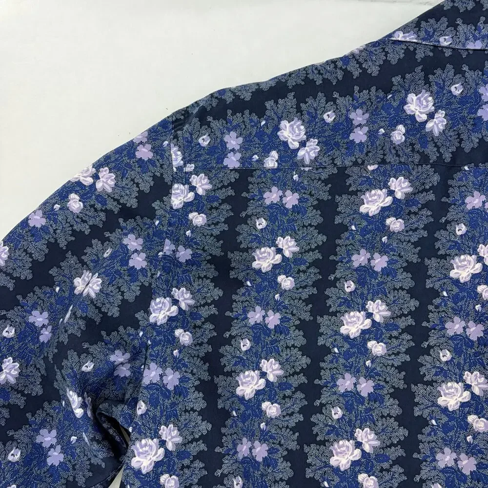 Banana Republic XL Men's Blue Floral Striped Long Sleeve Button-Up Shirt